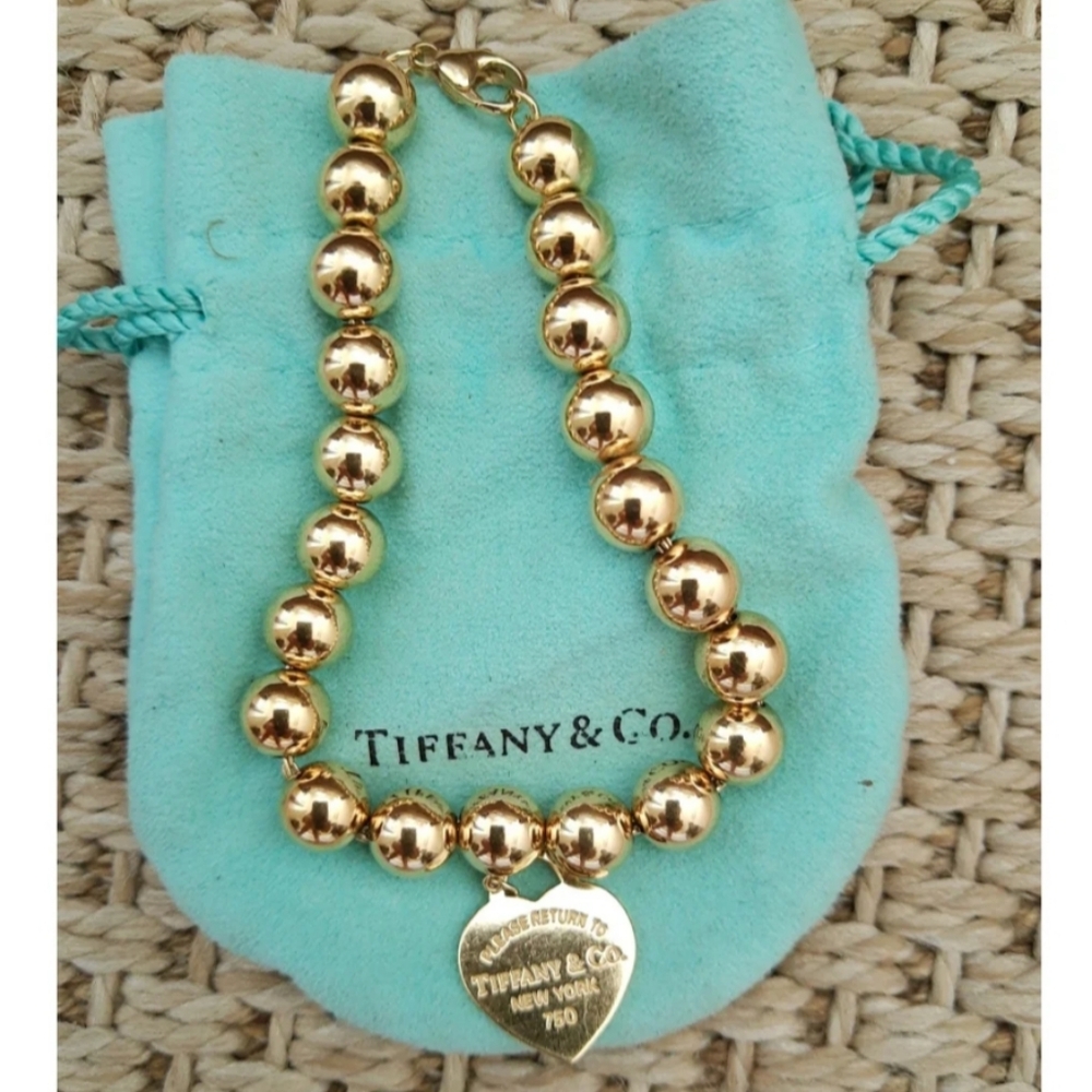 Return to Tiffany  18k gold beaded bracelet, large size - Picture 2 of 6